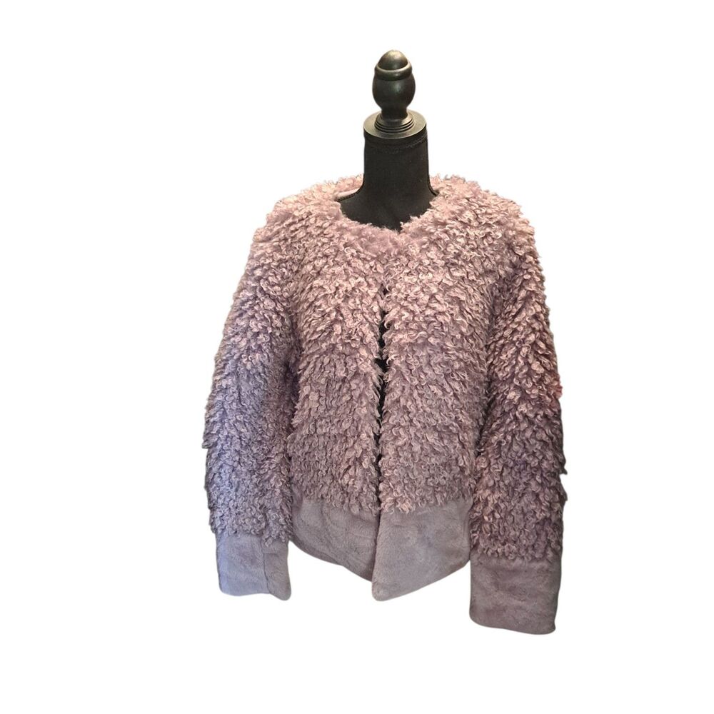 Romeo & Juliet Couture Faux Fur Jacket Womens Size M Lavender Lined Sherpa Plush